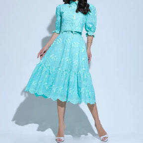 Conjunto Feminino Richelieu 3D Menta Bordado Luma - FL33